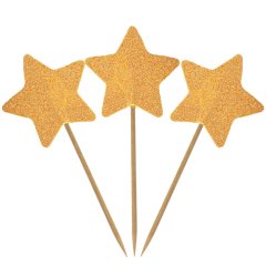 Набор топперов декоративных бумажных "Золотые звёздочки" 12 шт 2430725