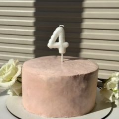 Свеча декоративная Цифра "4" Воздушный шарик Белый с блёстками 