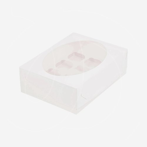 Коробка на 12 капкейков с окном белая 040510 ф