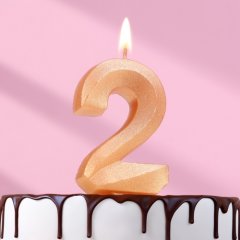 Свеча декоративная Цифра "2" Грань Золото 5928486