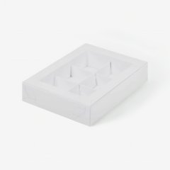 Коробка на 6 конфет с прозрачной крышкой белая 15,5х11,5х3 см 051041 ф; 10470207
