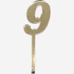 Топпер декоративный акриловый "Цифра 9" Серебро 9,5х3 см 