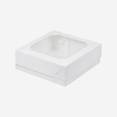 Коробка для зефира с окном белая 20х20х7см 070210 ф