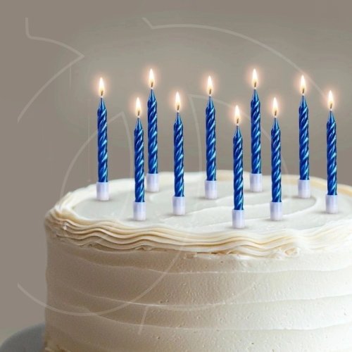 Свечи декоративные Металлик синие 10 шт 2919669