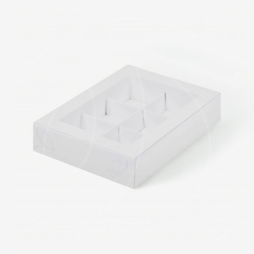 Коробка на 6 конфет с прозрачной крышкой белая 15,5х11,5х3 см 051041 ф; 10470207