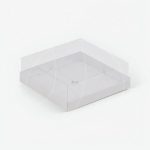 Коробка на 4 пирожных с прозрачной крышкой белая 19х19х8 см 070560